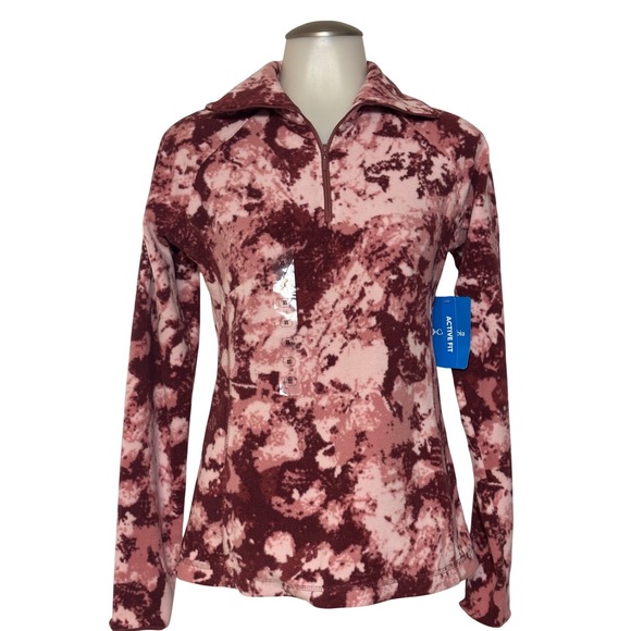 Columbia Womens XS Arctic Air Printed Half Zip Fleece Pullover Burgundy Pink NWT - Picture 7 of 11